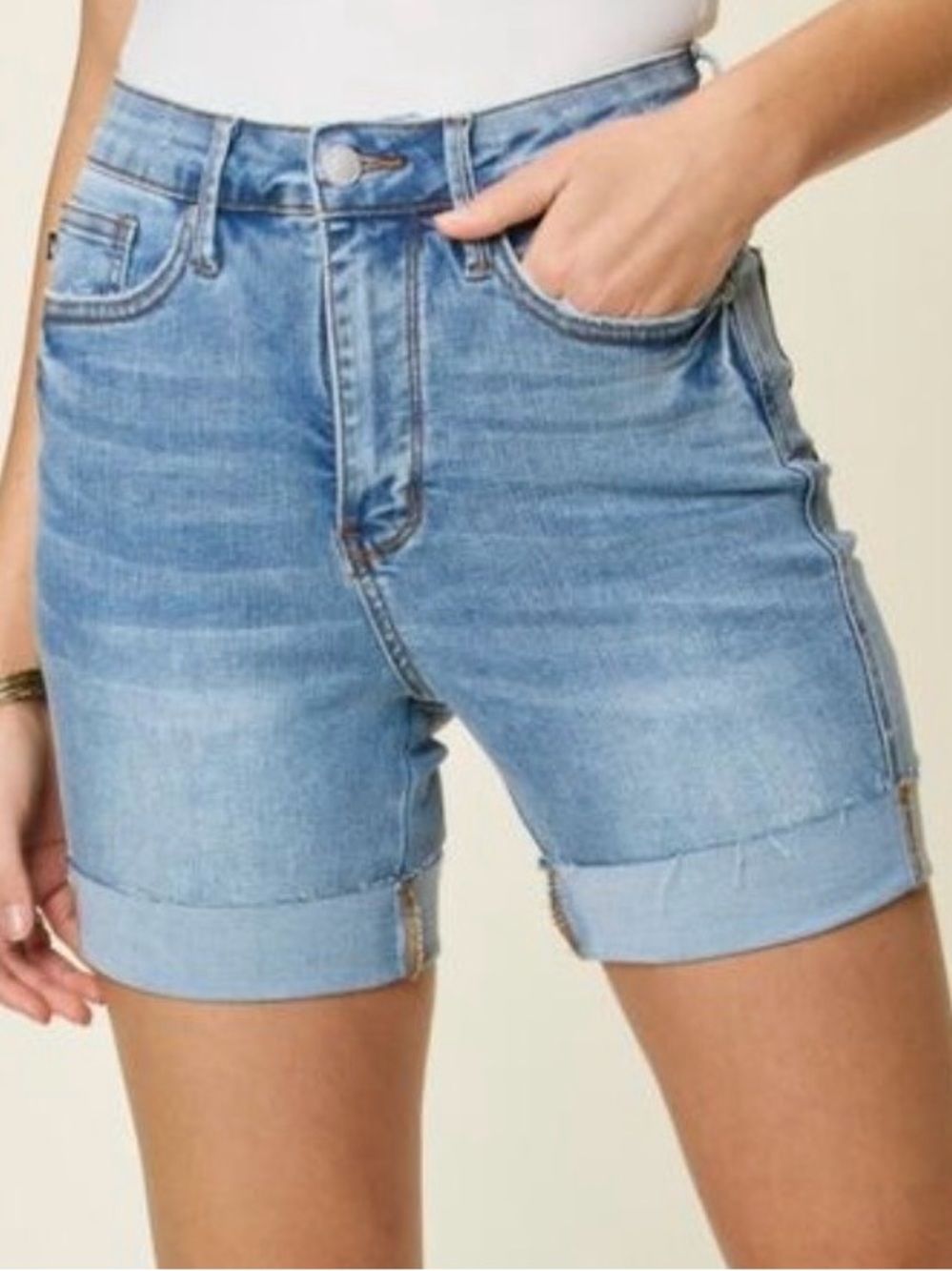 Judy Blue Tummy Control High Waist Denim Shorts - JB150205MD - Size L